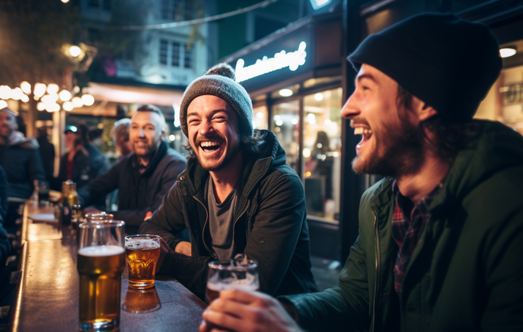 men having beers at courtney place wellington