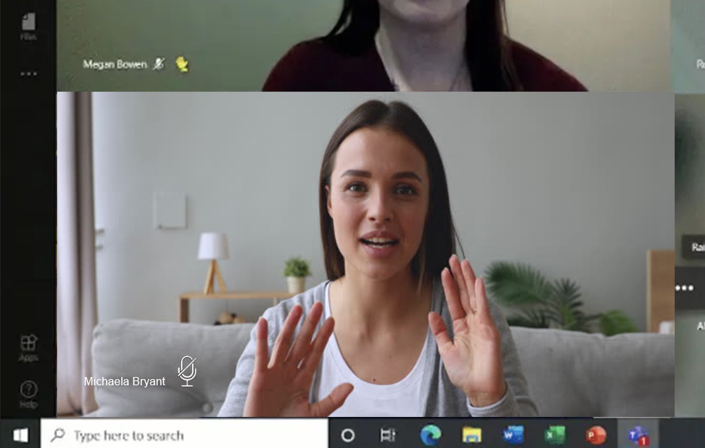 Woman talking in Microsoft Teams meeting while on mute