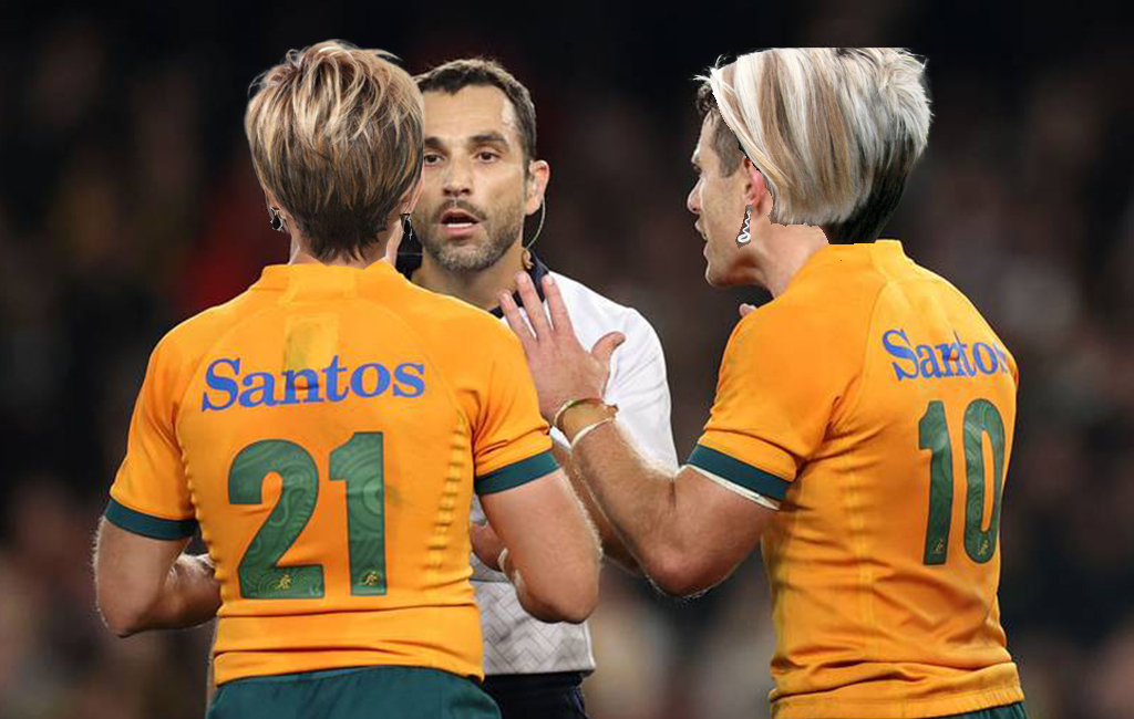 Aussie players with karen wigs complaining to referee