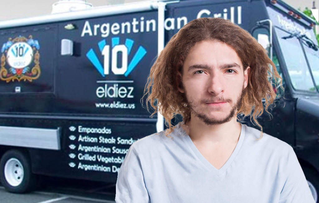 man in front of argentinian food truck