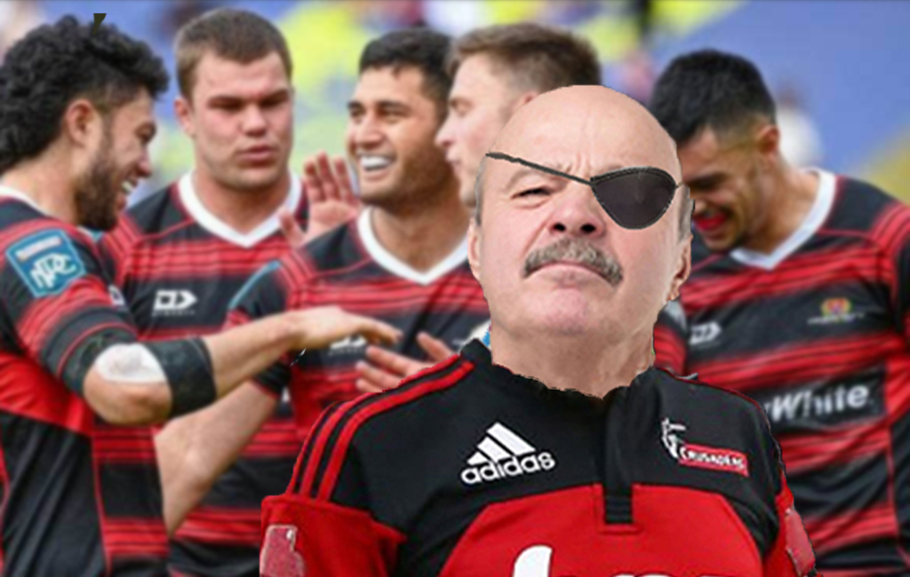 one eyed cantab with canterbury rugby team in background