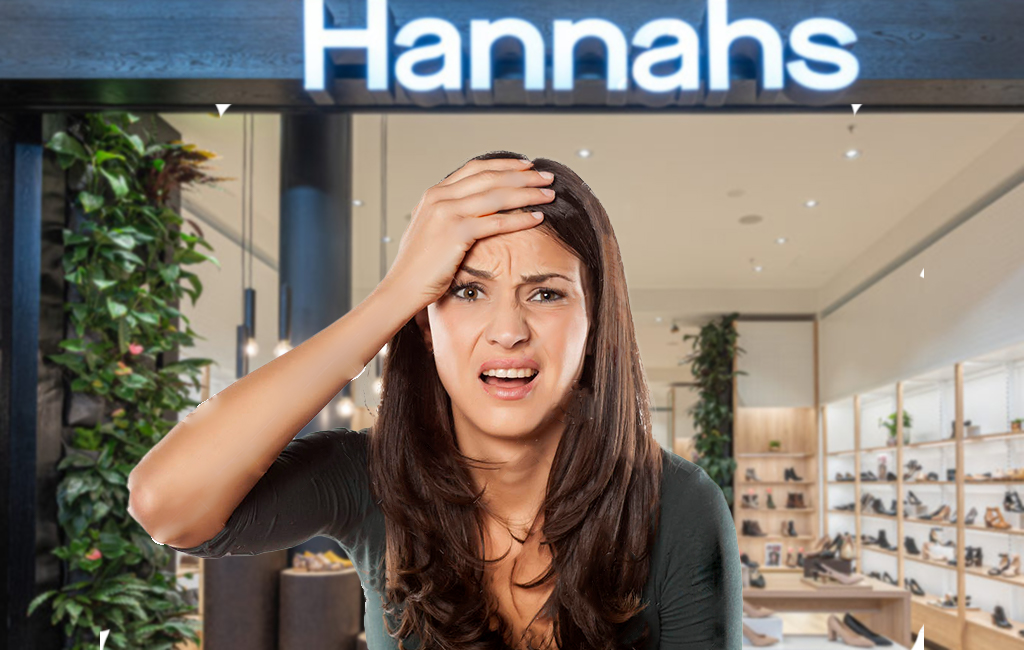 Disappointed woman at Hannah's shoes