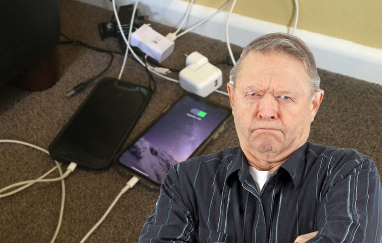 Dad grumpy about the phone chargers in his corner of lounge.