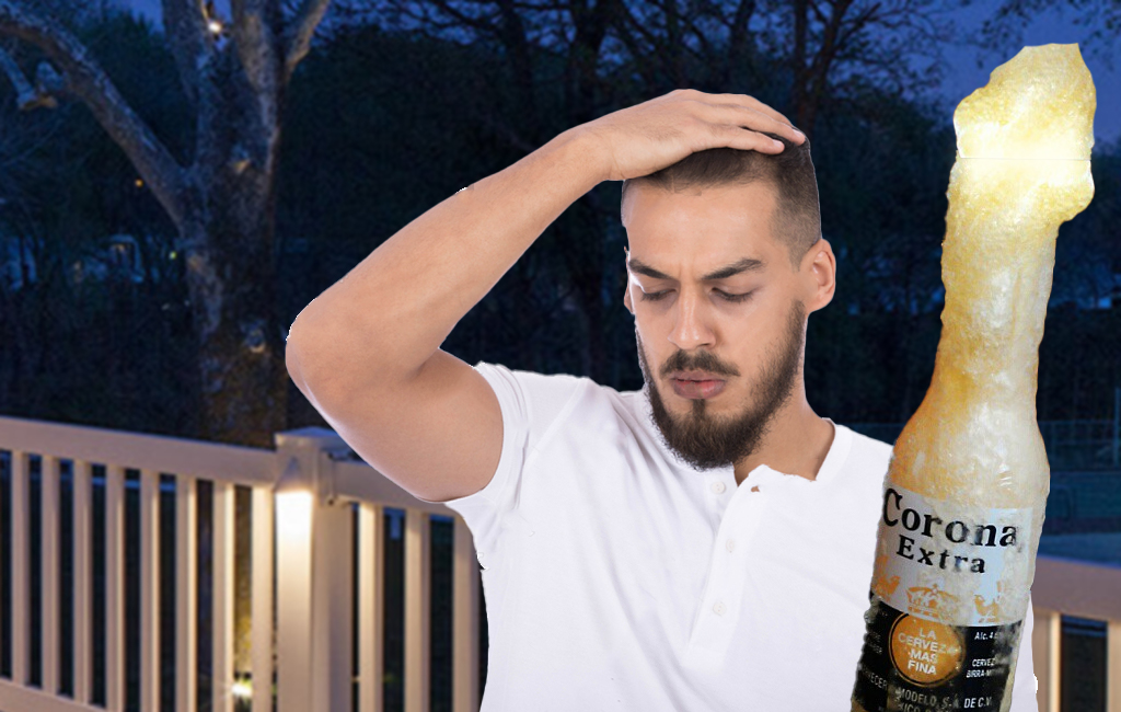 Man realising he'd left corona in the freezer and it had exploded.