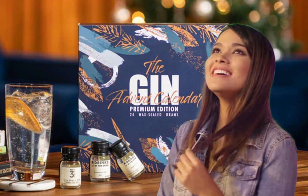 woman sees the light with gin calendar