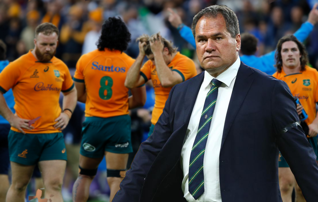 Dave Rennie and Wallabies looking dejected.