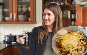 woman proud of her spag bol