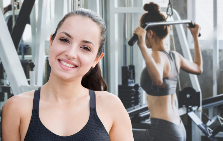 smiling woman at gym.