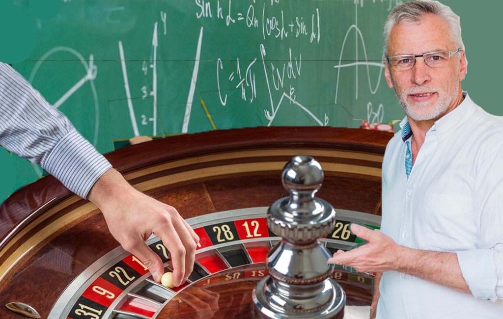maths teacher with roulette table