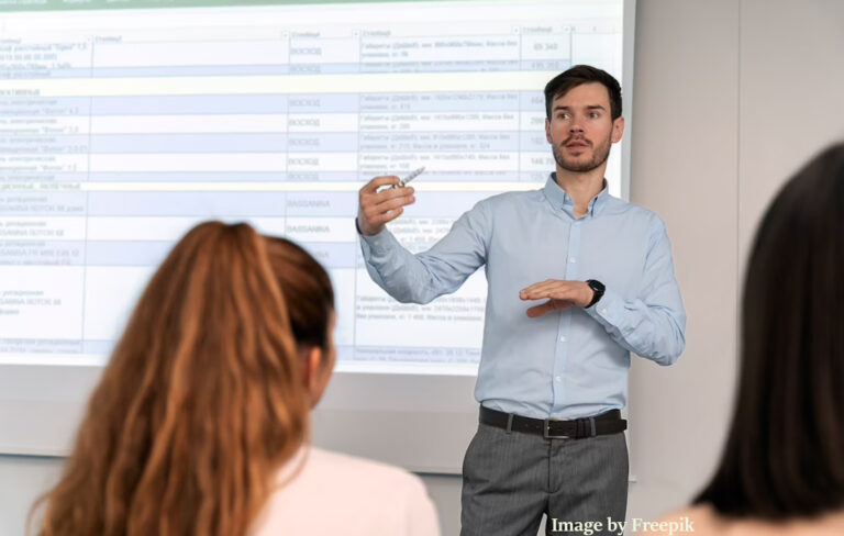 man giving presentation