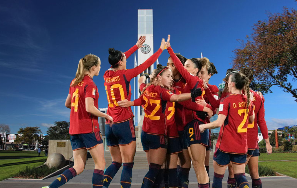 spanish women's team at Palmerston North's "the square"