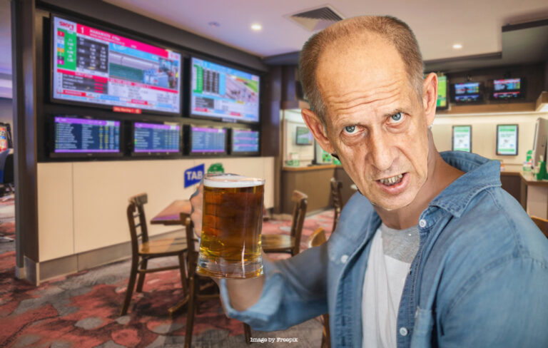 old boy having a beer at the pub