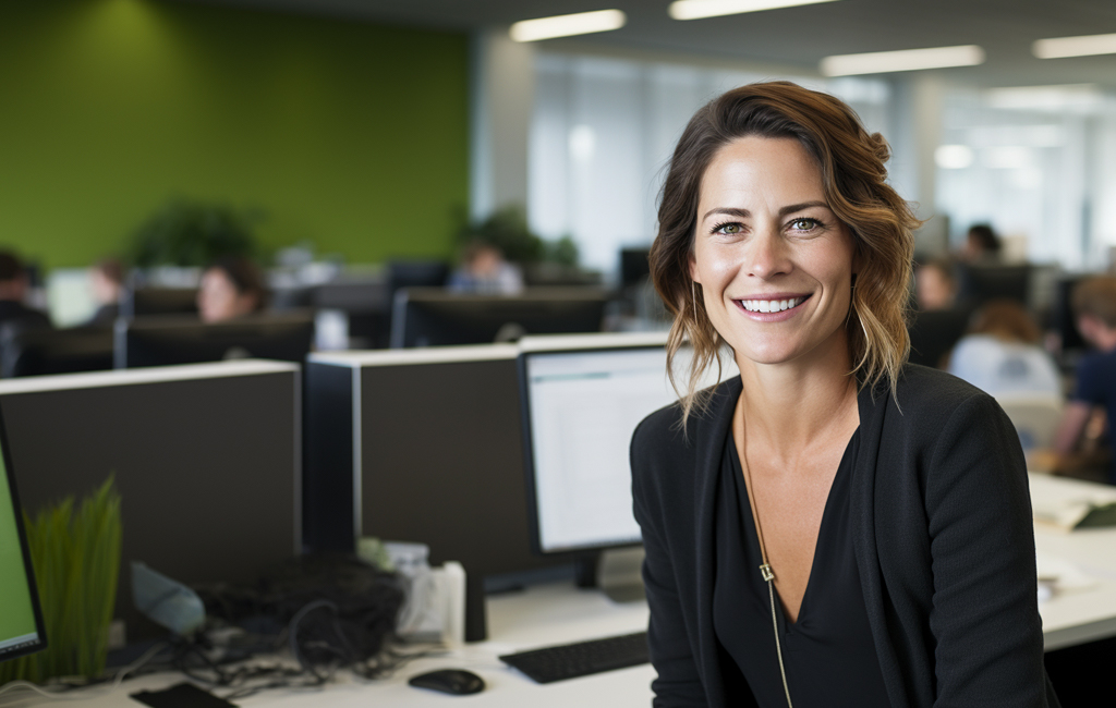 woman in open plan office