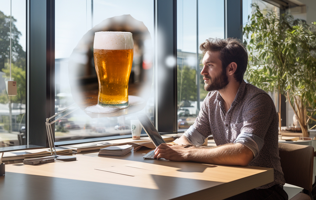 man in office thinking of beers