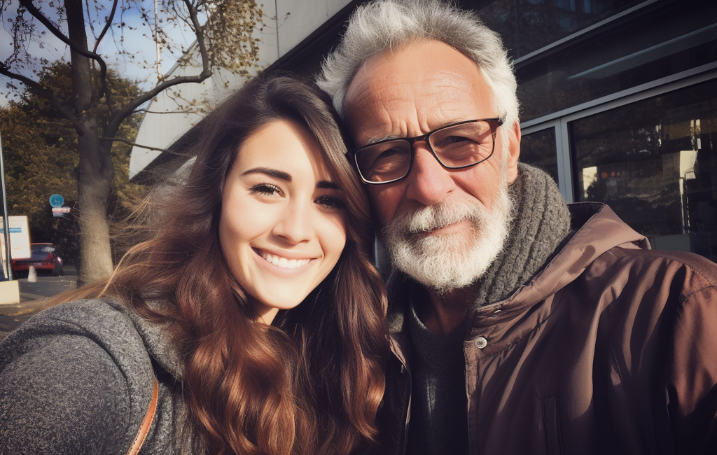 father and daughter selfie