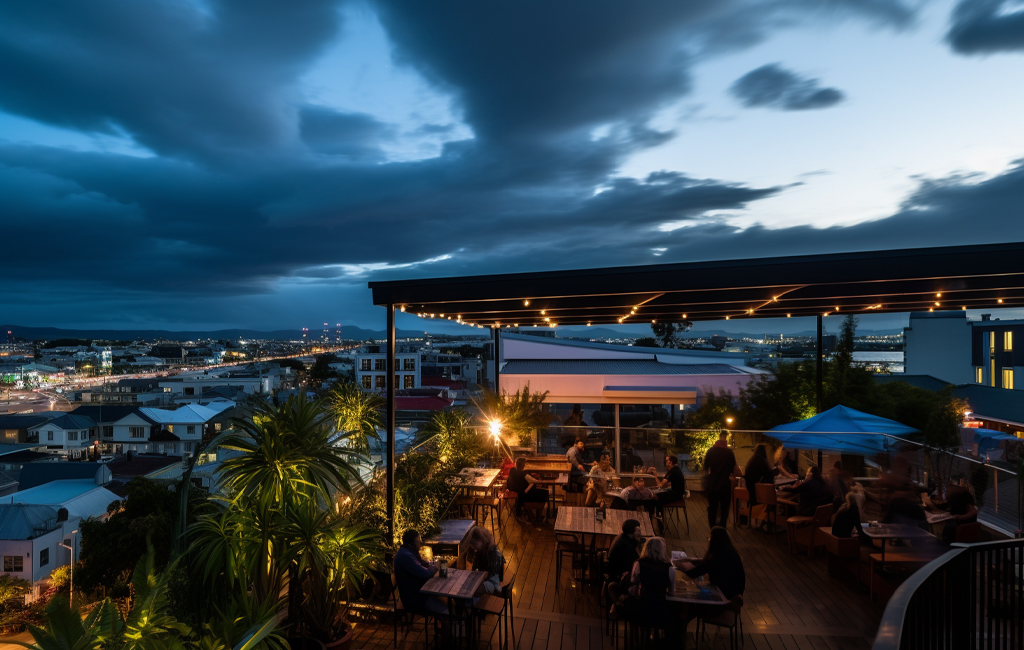 napier rooftop bar on cloudy night