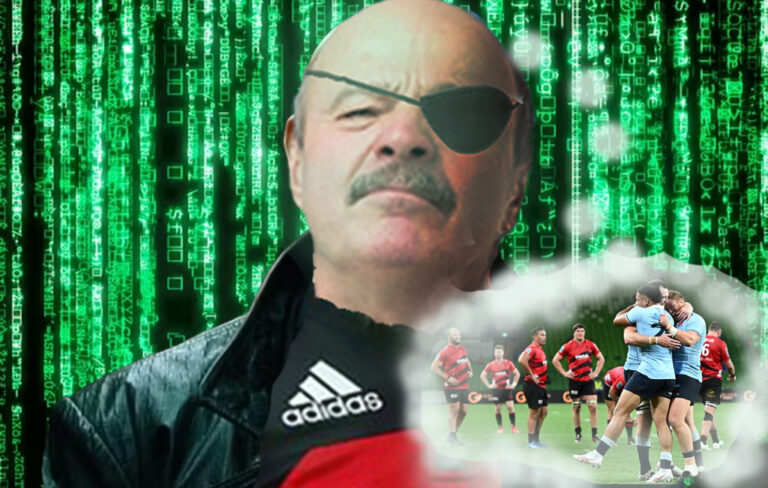 one eyed cantab thinking about Crusaders losing, surrounded by the matrix