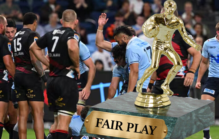 crusaders losing with cheap plastic fair play award in foreground
