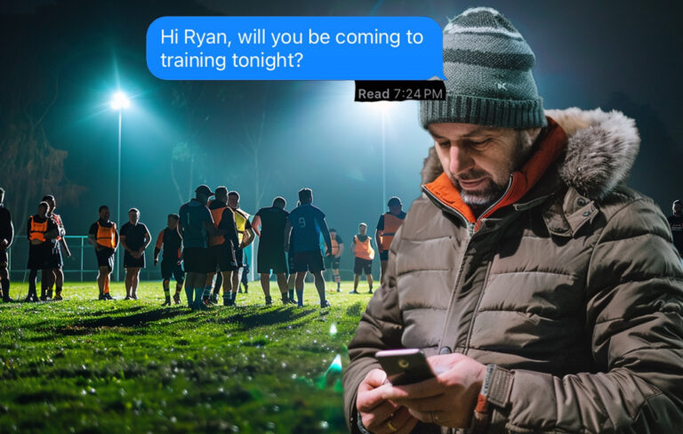 coach texting someone while at training