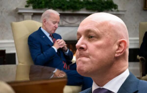Chris Luxon looking disappointed to find Joe Biden asleep