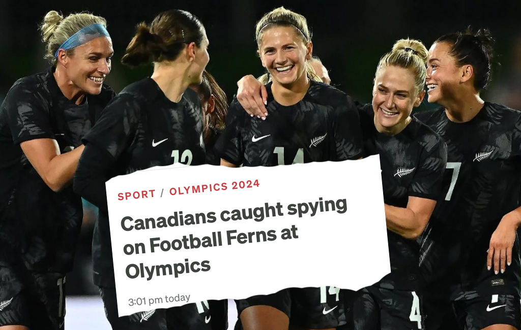 football ferns celebrating headline about them being spied on