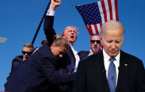 Trump after surviving bullet, and Joe Biden drifting off to sleep