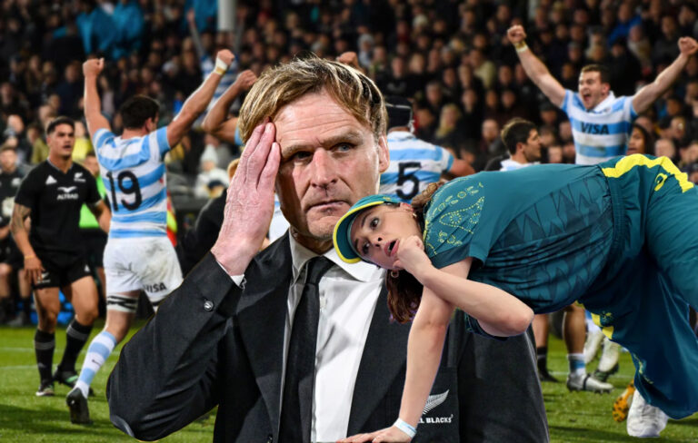 scott razor robertson looking sheepish as all blacks lose and Raygun looks ahead