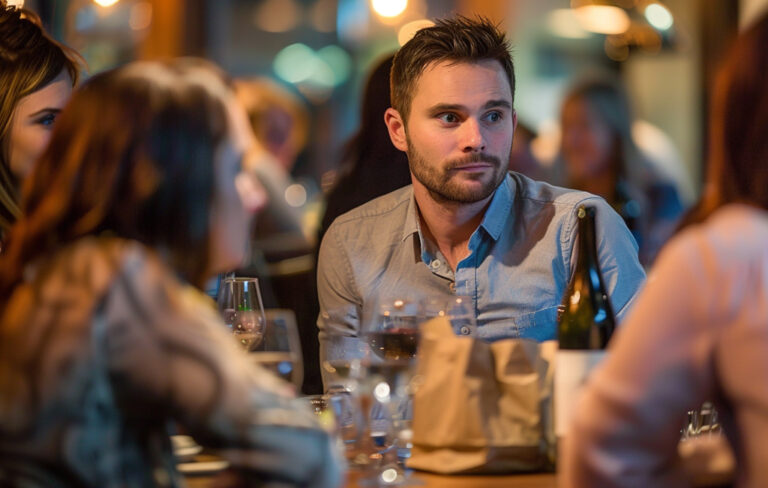 man looking sheepish at byo restaurant