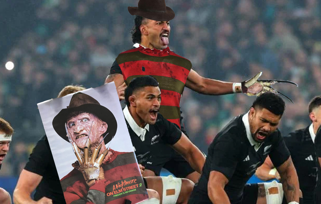 rieko ioane leading haka as freddy krueger