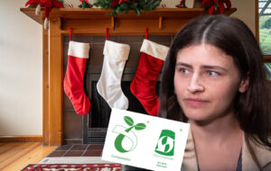 Chloe Swarbrick with christmas stockings