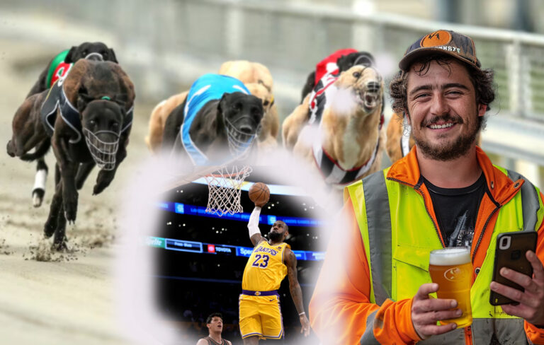 man with beer thinking about lebron james and greyhounds.