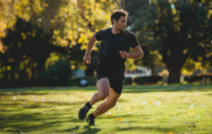 man doing a sidestep in the park