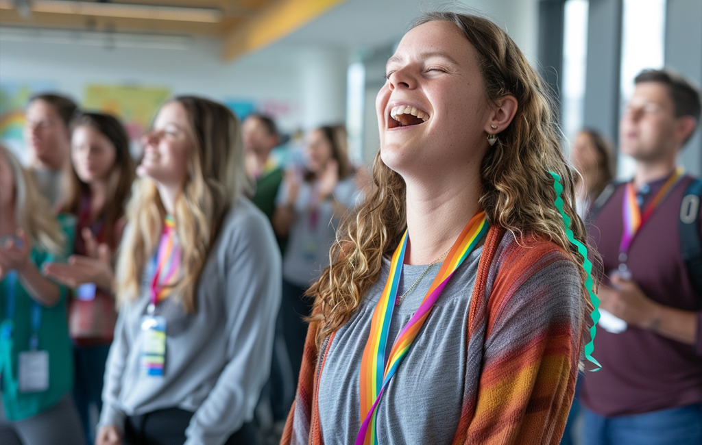 woman at waiata practice at ministry of education