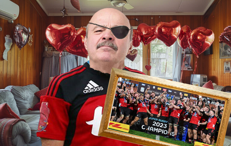 one eyed cantab with valentine's balloons and crusaders picture