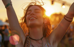 woman in ecstasy at music festival