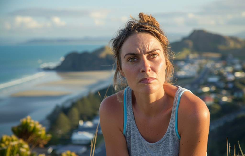 bored woman on mount maunganui