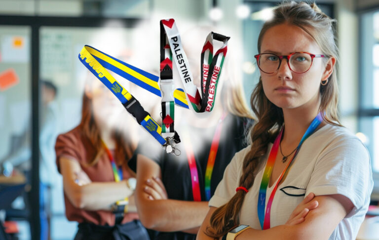 woman angry about lanyards