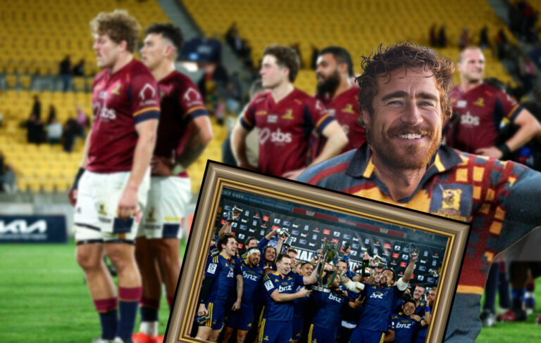 proud highlanders fan in front of losing team.