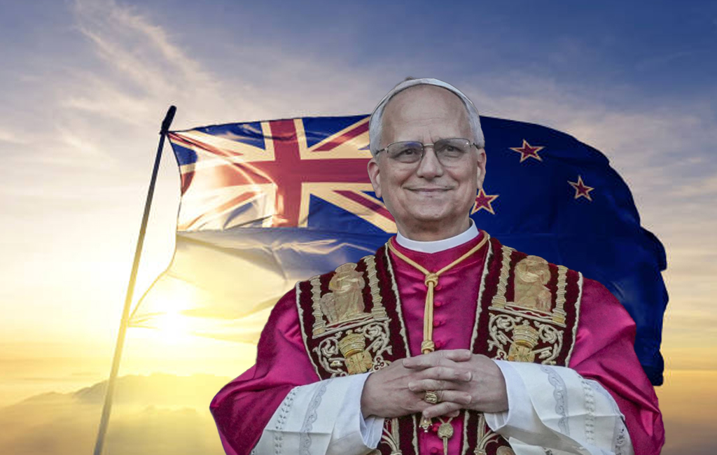 New pope standing in front of NZ flag