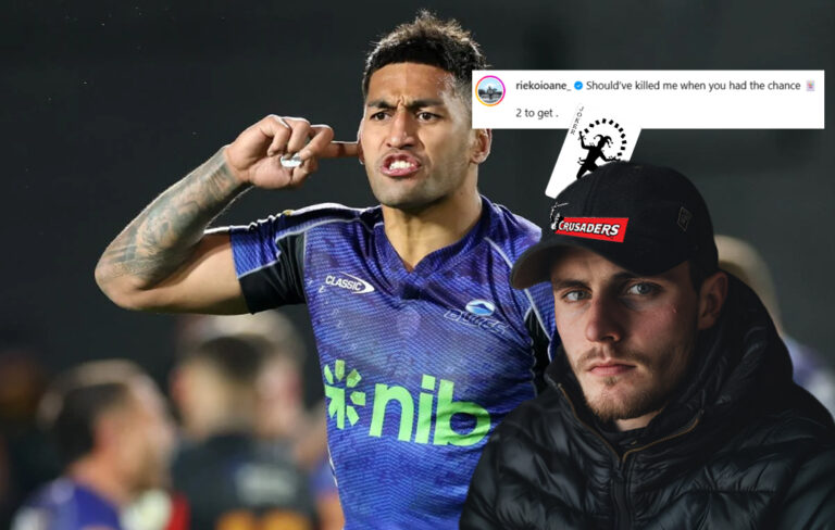 crusaders fan worrying about confident Rieko Ioane on instagram.