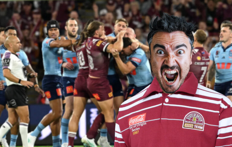 man getting excited for origin