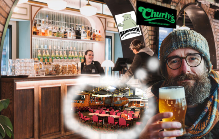 man with beer at churly's thinking about rugby clubrooms