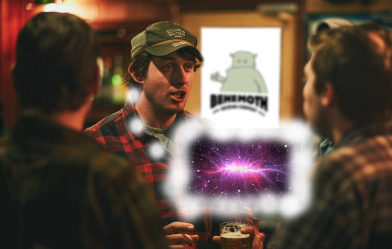 man with beer explaining time space