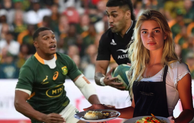 suzie the waitress in front of all blacks match