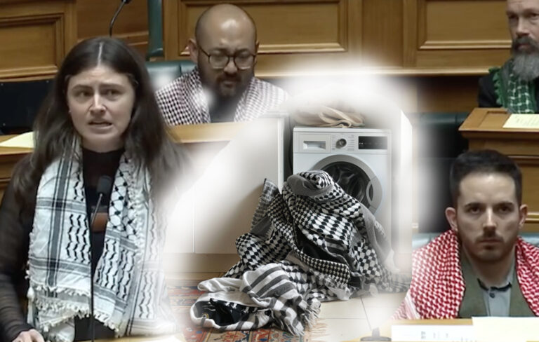 greens with their keffiyehs and laundry pile.