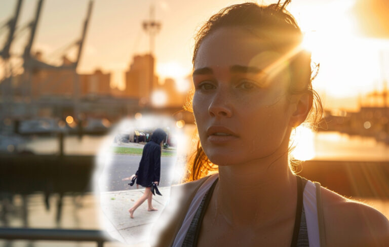 woman running and disappointed thinking about someone's walk of shame