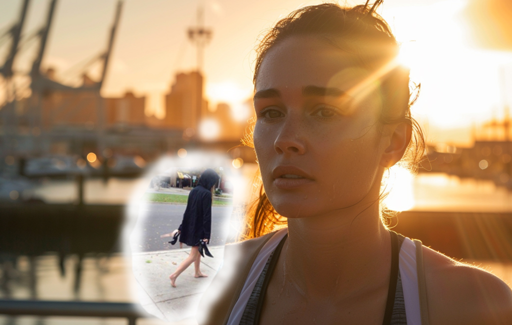 woman running and disappointed thinking about someone's walk of shame