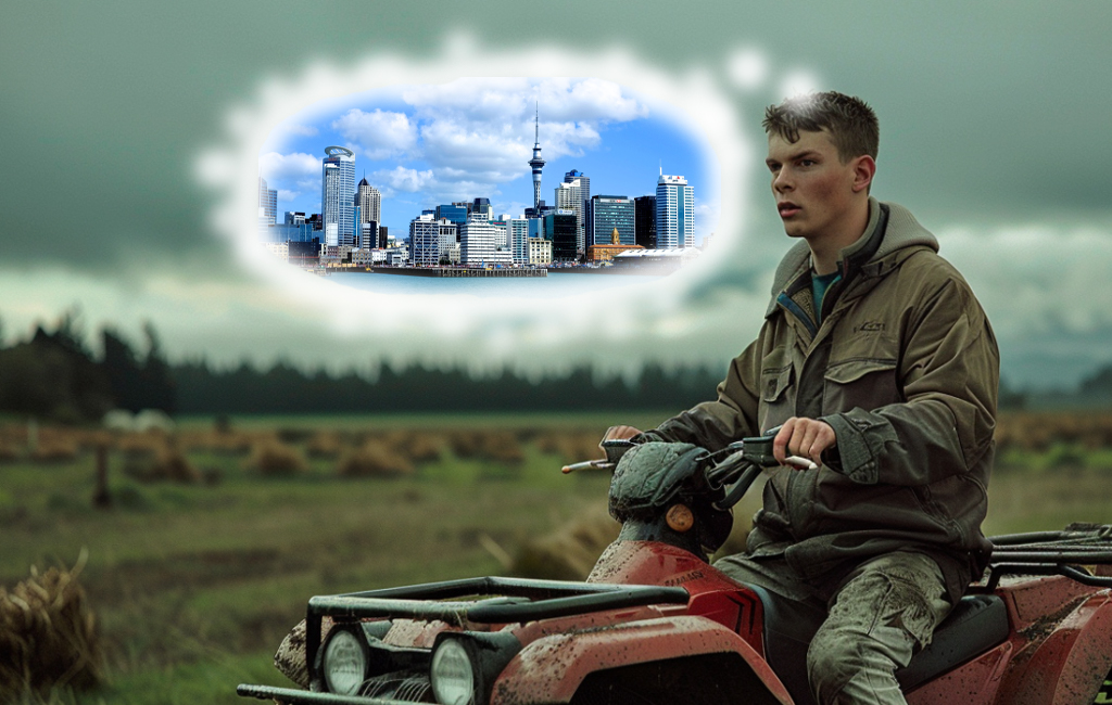 man on quad bike thinking about auckland