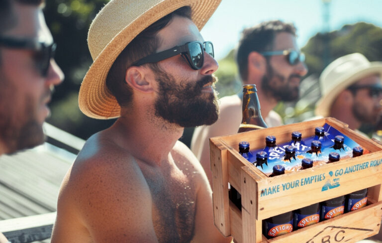 man enjoying a beer on crate day
