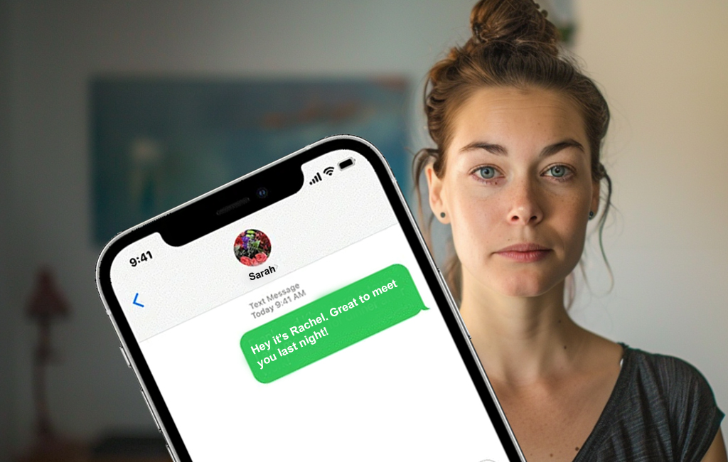 woman upset about green message on iphone